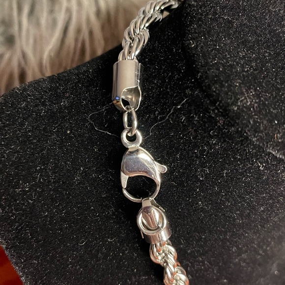 FASHION JEWELRY WOMEN THICK STAINLESS STEEL CHAIN  LETTER L AS A MEDAL ZIRCONIA - Picture 10 of 12